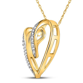 10K Yellow Gold Round Diamond Womens Heart Infinity Pendant 1/20 Cttw - Splendid Jewellery