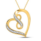 10K Yellow Gold Round Diamond Womens Heart Infinity Pendant 1/20 Cttw - Splendid Jewellery