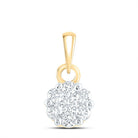 14K Yellow Gold Round Diamond Womens Flower Cluster Pendant 1/4 Cttw - Splendid Jewellery