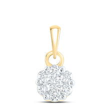 Load image into Gallery viewer, 14K Yellow Gold Round Diamond Womens Flower Cluster Pendant 1/4 Cttw - Splendid Jewellery