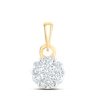 14K Yellow Gold Round Diamond Womens Flower Cluster Pendant 1/4 Cttw - Splendid Jewellery