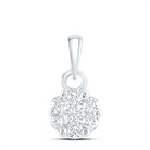 14K White Gold Round Diamond Womens Flower Cluster Pendant 1/4 Cttw - Splendid Jewellery
