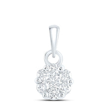 Load image into Gallery viewer, 14K White Gold Round Diamond Womens Flower Cluster Pendant 1/4 Cttw - Splendid Jewellery