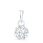 14K White Gold Round Diamond Womens Flower Cluster Pendant 1/4 Cttw - Splendid Jewellery