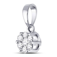 Load image into Gallery viewer, 14K White Gold Round Diamond Womens Flower Cluster Pendant 1/4 Cttw - Splendid Jewellery