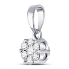 14K White Gold Round Diamond Womens Flower Cluster Pendant 1/4 Cttw - Splendid Jewellery