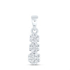 14K White Gold Round Diamond Womens Triple Trinity Cluster Pendant 1/4 Cttw - Splendid Jewellery