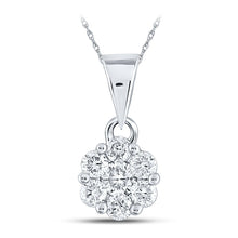 Load image into Gallery viewer, 14K White Gold Round Diamond Womens Flower Cluster Pendant 1/2 Cttw - Splendid Jewellery