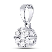Load image into Gallery viewer, 14K White Gold Round Diamond Womens Flower Cluster Pendant 1/2 Cttw - Splendid Jewellery
