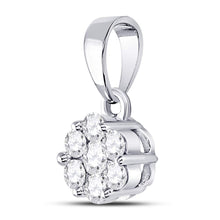 Load image into Gallery viewer, 14K White Gold Round Diamond Womens Flower Cluster Pendant 1/2 Cttw - Splendid Jewellery