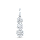 14K White Gold Round Diamond Womens Triple Flower Cluster Pendant 1/2 Cttw - Splendid Jewellery