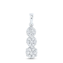 Load image into Gallery viewer, 14K White Gold Round Diamond Womens Triple Flower Cluster Pendant 1/2 Cttw - Splendid Jewellery