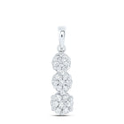 14K White Gold Round Diamond Womens Triple Flower Cluster Pendant 1/2 Cttw - Splendid Jewellery