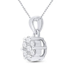 14K White Gold Round Diamond Womens Flower Cluster Pendant 1 Cttw - Splendid Jewellery