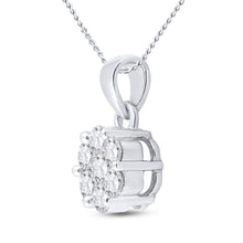 Load image into Gallery viewer, 14K White Gold Round Diamond Womens Flower Cluster Pendant 1 Cttw - Splendid Jewellery