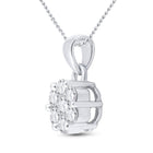 14K White Gold Round Diamond Womens Flower Cluster Pendant 1 Cttw - Splendid Jewellery