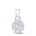 14K White Gold Round Diamond Womens Flower Cluster Pendant 1 Cttw - Splendid Jewellery