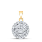 14K Yellow Gold Round Diamond Womens Framed Flower Cluster Pendant 5/8 Cttw - Splendid Jewellery