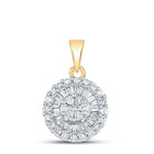 14K Yellow Gold Round Diamond Womens Framed Flower Cluster Pendant 5/8 Cttw - Splendid Jewellery