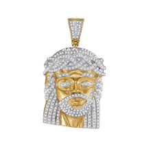 Load image into Gallery viewer, 10K Yellow Gold Round Diamond Jesus Christ Messiah Charm Pendant 1 Cttw - Splendid Jewellery