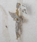 10K Yellow Gold Round Diamond Angel Wings Cherub Charm Pendant 1 Cttw - Splendid Jewellery