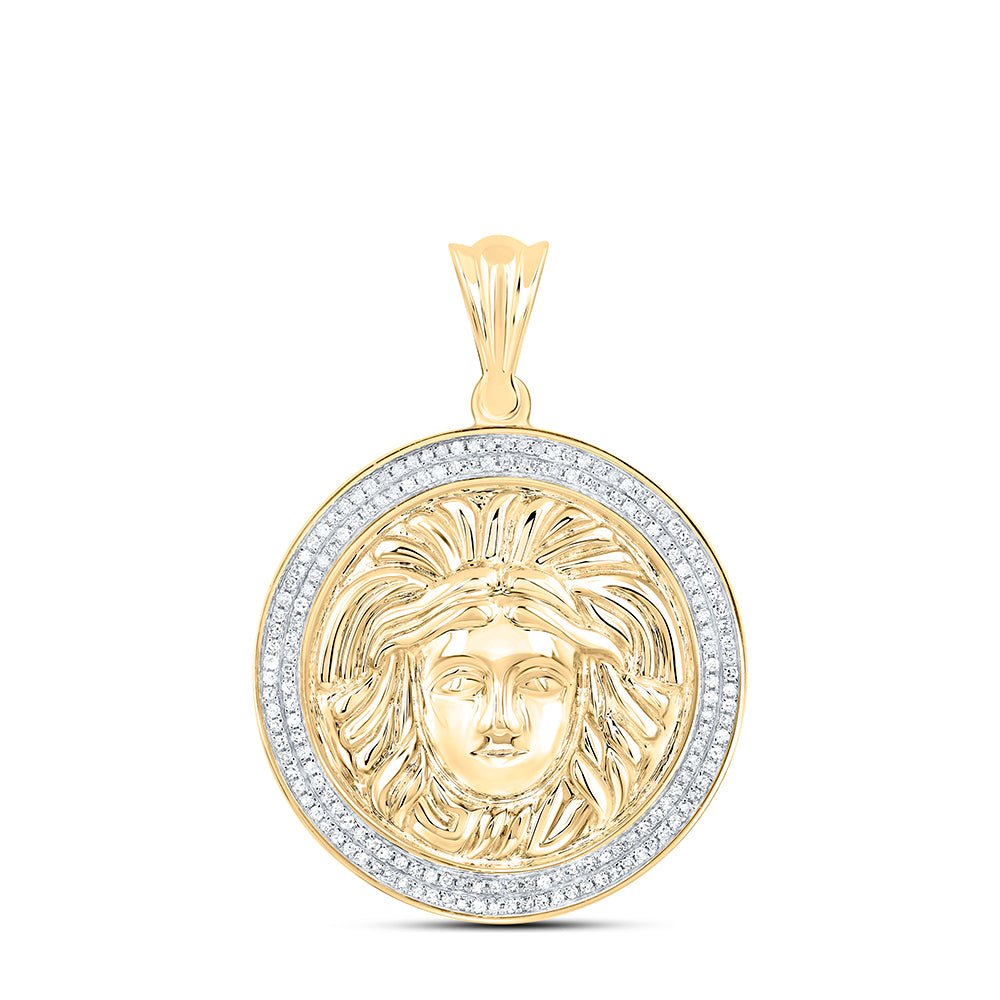 10K Yellow Gold Round Diamond Charm Pendant 1/2 Cttw - Splendid Jewellery