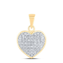 Load image into Gallery viewer, 10K Yellow Gold Round Diamond Womens Heart Cluster Pendant 1/10 Cttw - Splendid Jewellery
