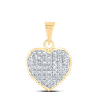 10K Yellow Gold Round Diamond Womens Heart Cluster Pendant 1/10 Cttw - Splendid Jewellery