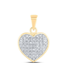 10K Yellow Gold Round Diamond Womens Heart Cluster Pendant 1/10 Cttw - Splendid Jewellery