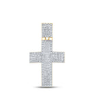 10K Yellow Gold Round Diamond Cross Charm Pendant 1 Cttw - Splendid Jewellery