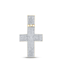 Load image into Gallery viewer, 10K Yellow Gold Round Diamond Cross Charm Pendant 1 Cttw - Splendid Jewellery