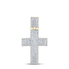 10K Yellow Gold Round Diamond Cross Charm Pendant 1 Cttw - Splendid Jewellery
