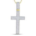 10K Yellow Gold Princess Diamond Cross - Charm Pendant 2 1/2 Cttw - Splendid Jewellery