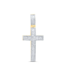Load image into Gallery viewer, 10K Yellow Gold Princess Diamond Cross - Charm Pendant 2 1/2 Cttw - Splendid Jewellery