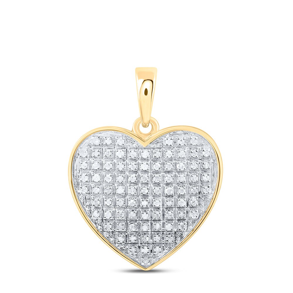 10K Yellow Gold Round Diamond Womens Heart Pendant 1/4 Cttw - Splendid Jewellery