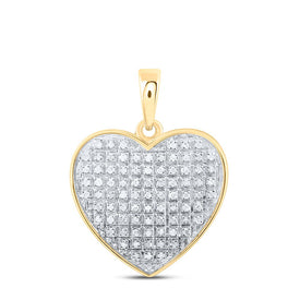 10K Yellow Gold Round Diamond Womens Heart Pendant 1/4 Cttw - Splendid Jewellery