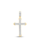 10K Yellow Gold Round Diamond Cross Charm Pendant 1/4 Cttw - Splendid Jewellery