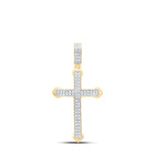 10K Yellow Gold Round Diamond Cross Charm Pendant 1/4 Cttw - Splendid Jewellery
