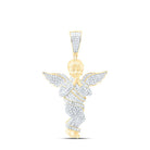 10K Yellow Gold Round Diamond Praying Angel Wings Charm Pendant 7/8 Cttw - Splendid Jewellery