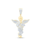10K Yellow Gold Round Diamond Praying Angel Wings Charm Pendant 7/8 Cttw - Splendid Jewellery