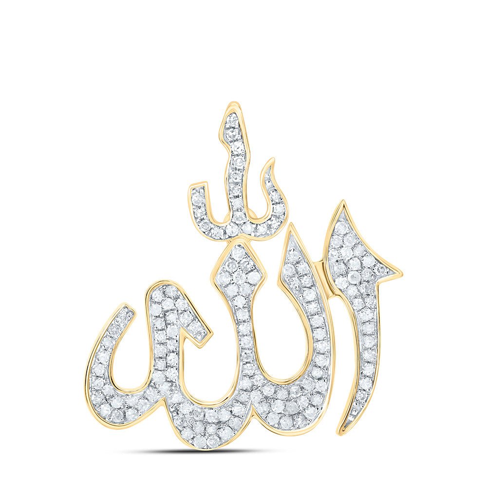 10K Yellow Gold Round Diamond Fashion Charm Pendant 1/3 Cttw - Splendid Jewellery