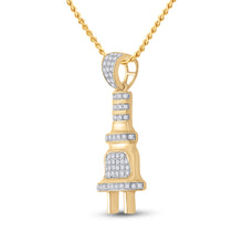 Load image into Gallery viewer, 10K Yellow Gold Round Diamond Power Plug Charm Pendant 1/5 Cttw - Splendid Jewellery