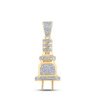 10K Yellow Gold Round Diamond Power Plug Charm Pendant 1/5 Cttw - Splendid Jewellery
