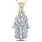 10K Yellow Gold Round Diamond Hamsa Hand Charm Pendant 1/2 Cttw - Splendid Jewellery