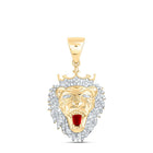 10K Yellow Gold Round Diamond King Lion Crown Charm Pendant 1 Cttw - Splendid Jewellery
