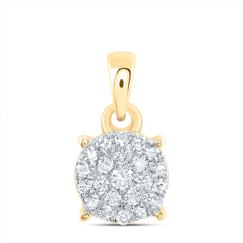 10K Yellow Gold Round Diamond Pendant 1/6 Cttw - Splendid Jewellery