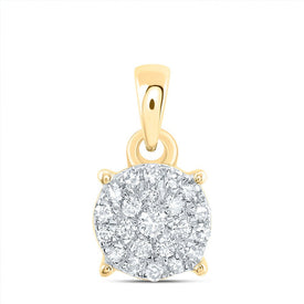 10K Yellow Gold Round Diamond Pendant 1/6 Cttw - Splendid Jewellery