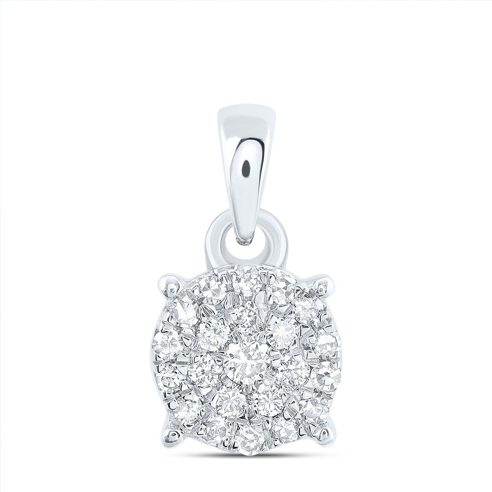 10K White Gold Round Diamond Pendant 1/6 Cttw - Splendid Jewellery