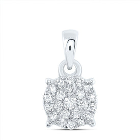 10K White Gold Round Diamond Pendant 1/6 Cttw - Splendid Jewellery