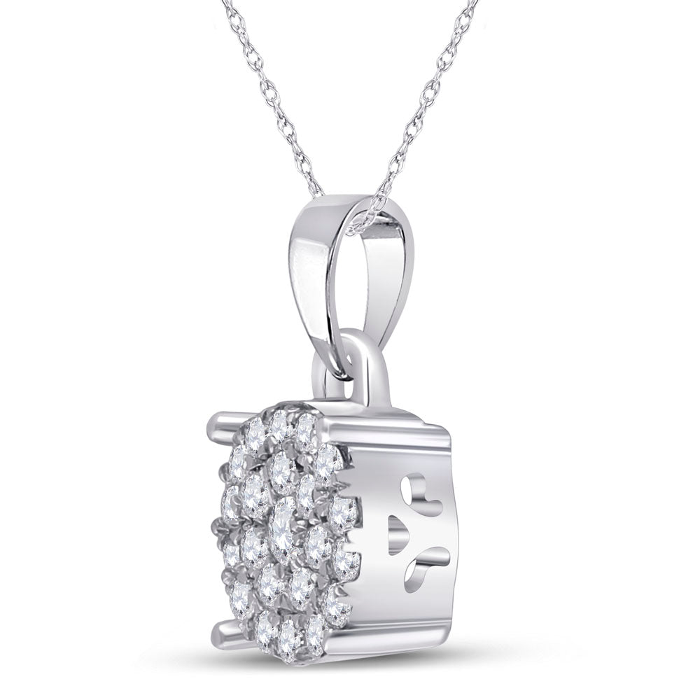 10K White Gold Round Diamond Pendant 1/4 Cttw - Splendid Jewellery